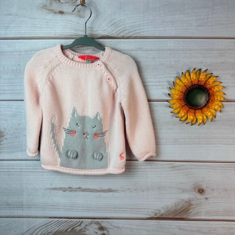 joules baby cat cotton sweater‎ 9-12M
